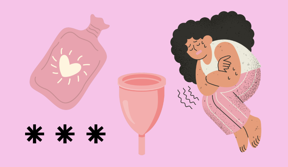 Illustration about managing period cramps